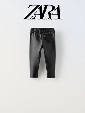 ZARA Kids Black Faux Leather Leggings